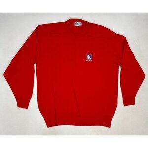 VINTAGE Adstitch MUMM Champagne Yachting Wool Sweater Men Medium Red 80s 90s